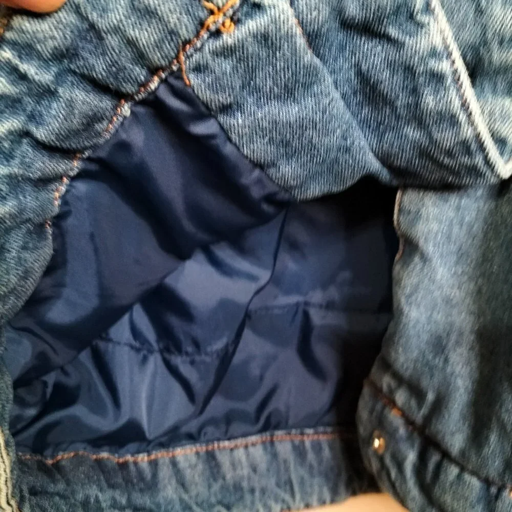 1027)Big Chill Girl Winter Jean Jacket Faux Fur Trim Size 14/16